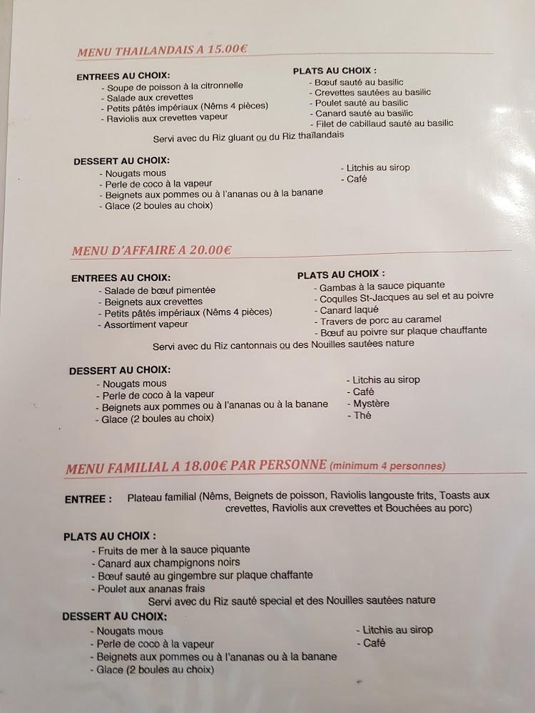 Restaurant Le Nouveau Jardin Thaïlandais - Menu Image 1